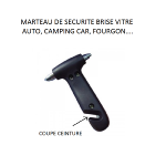 Marteau de secours / survie brise vitre et coupe ceinture PE