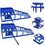 Lot de 2 rampes de levage avec cric hydraulique 2T bleues