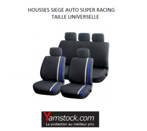 Housses pour sièges de voiture bleu/noir super racing compatible airbag