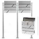 Boite aux lettres doubles sur pied V14 Design Argent