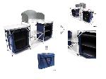 Meuble de camping Cuisine Pliable sur 3 surfaces + Rangements