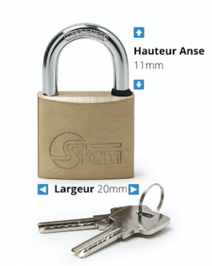 Cadenas en laiton STEM avec anse  Largeur 20mm Hauteur 11mm