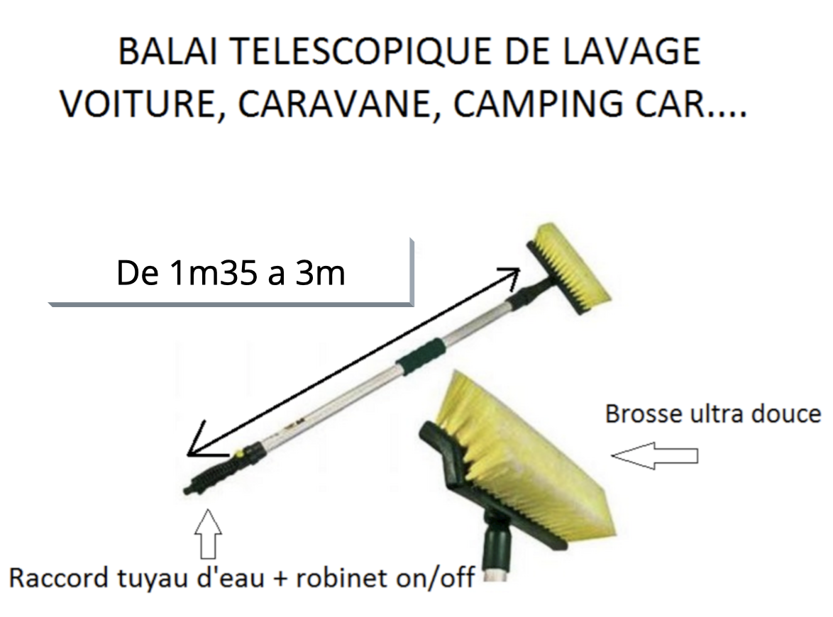 Balai de lavage téléscopique pour camping car et camion 3m