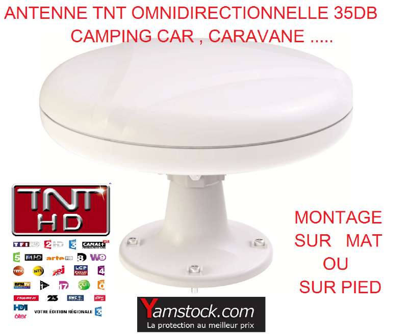 Antenne TNT camping car omnidirectionnelle 355dB caravane