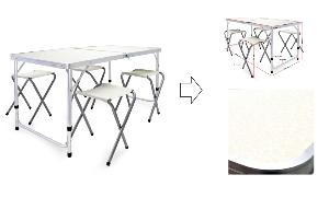 Table de camping aluminium pliante + 4 chaises pliantes