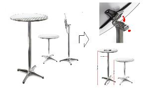 Table haute de bar type bristot Ø 60 cm en aluminium - Pliable et réglable