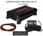 Antarion Convertisseur de tension pur sinus 600w 12v / 220v 