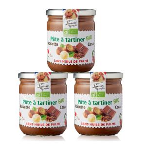 Lot de 3 Pâtes à tartiner Bio aux noisettes et cacao - 400g LUCIEN GEORGELIN