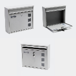  Boite aux lettres 36cm acier Argent avec support mural - Mailbox Design V12