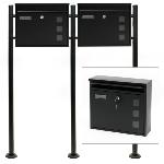Boite aux lettres doubles sur pied V12 Design Noire