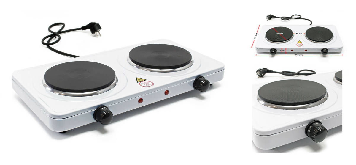 Plaque de cuisson double de camping 2000 watts