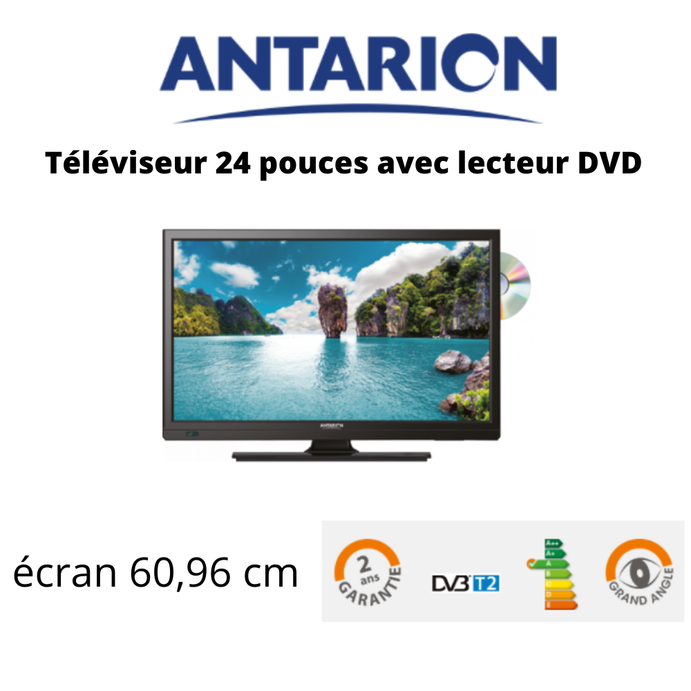 Antarion Télévision TV + DVD LED 24' HD 12V/24V /220V camping car