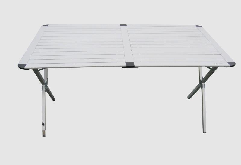 Table pliante valise aluminium 2 bancs table de camping finition