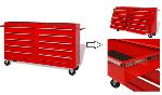 Servante / Caisse à outils d'atelier en acier 10 tiroirs avec serrure.