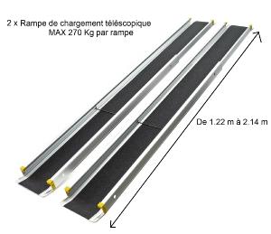 2 x Rampe de chargement téléscopique en alu Max 270 kg  - moto, quad 