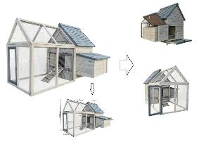 Poulailler / cage bois extérieur enclos libre 166x118,5x112cm