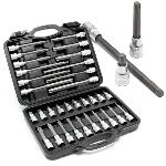 Jeu de 32 Clés à Douilles Six pans Torx courtes et longues + Coffret
