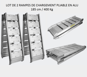 Lot de 2 rampes de chargement pliable en alu 182 cm 400 kg