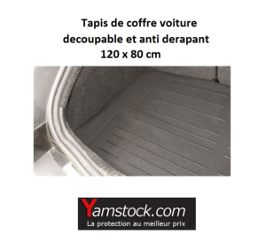 Tapis de coffre auto voiture en PVC d/écoupable antid/érapant et universel 120 x 80 cm coloris noir