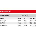 Boitier de remplacement Plip 3 Boutons compatible Toyota Avalon, Camry, Corolla