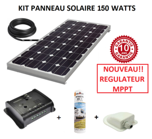 Antarion Kit panneau solaire 150w monocristallin MPPT  pour camping car