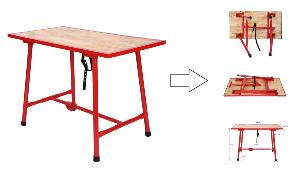 Etabli / table de travail pliable acier / bois - 120 x 62,5 cm