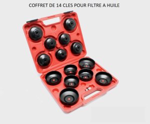 Coffret 14 pieces clé filtre a huile cloche pour voiture