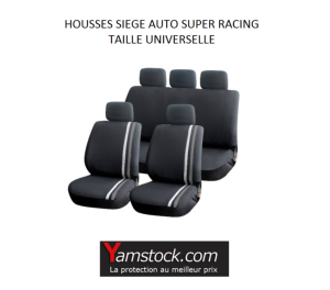 Housses pour sièges de voiture grise/noir super racing compatible airbag