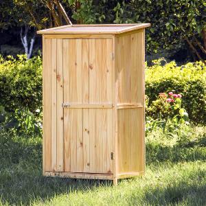 Armoire Jardin Bois Naturel Porte Simple Rangement Outil Remise Abri