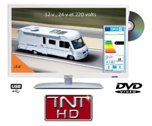 Antarion Télévision TV HD LED + DVD 39,6 CM BLANCHE 220v/12v/24v 