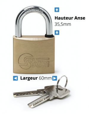 Cadenas en laiton STEM avec anse  Largeur 60mm Hauteur 35,5mm