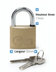 Cadenas en laiton STEM avec anse  Largeur 30mm Hauteur 17mm