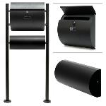 Boite à lettres V17 Noir Thermolaqué + Support mural + Porte journaux