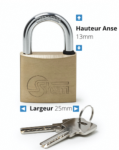 Cadenas en laiton STEM avec anse  Largeur 25mm Hauteur 13mm