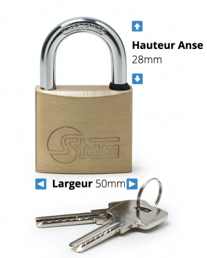 Cadenas en laiton STEM avec anse  Largeur 50mm Hauteur 28mm