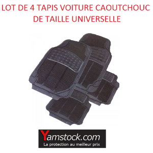 Lot de 4 tapis de voiture caoutchouc taille universelle PE