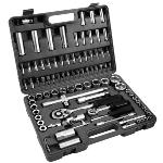 Coffret Clé Douilles 1/4" + 1/2" 94 Pièces avec Clé à Cliquet et Embouts