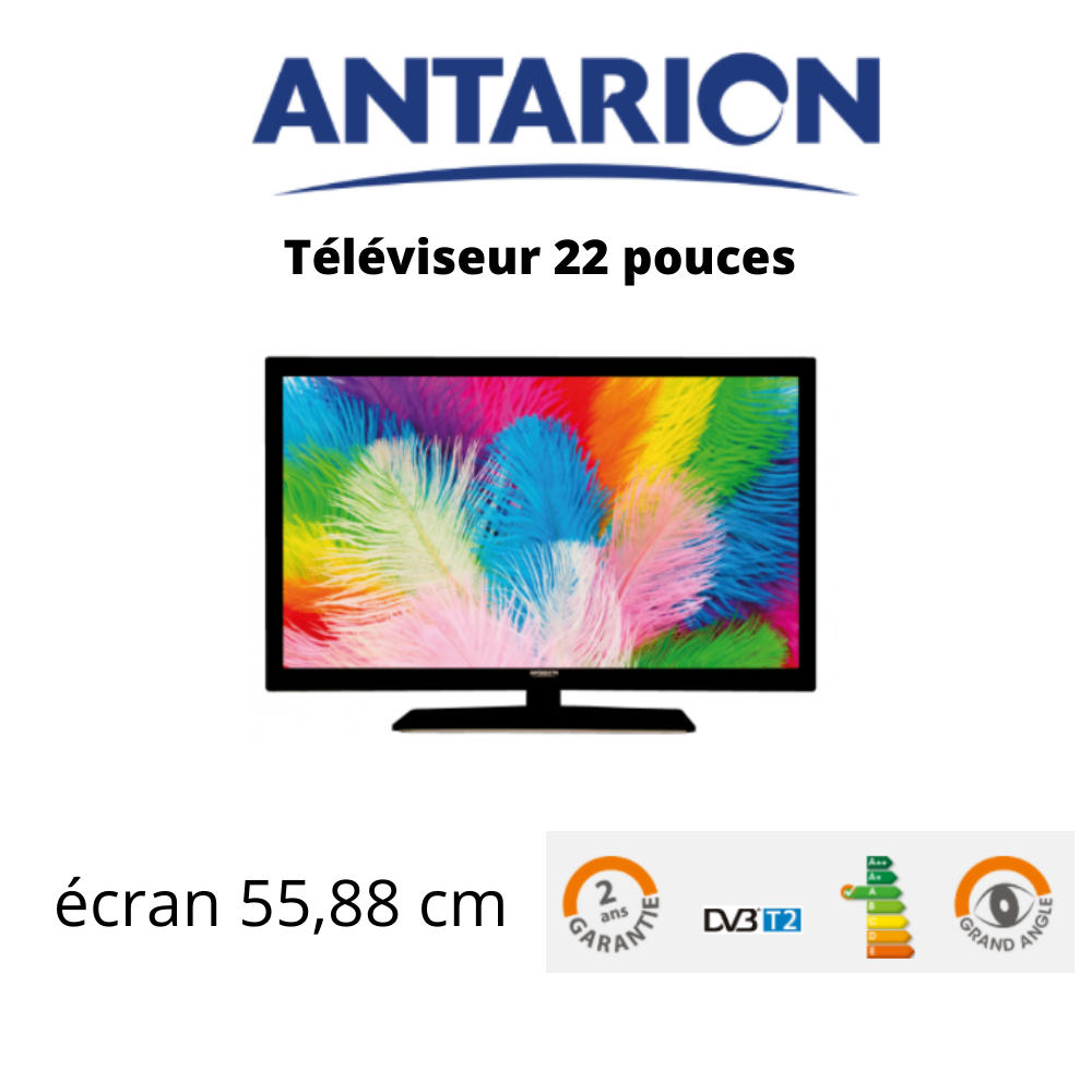 Antarion Télévision TV +  LED 22' HD 12V/24V /220V camping car