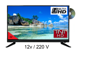 Antarion Télévision TV + DVD LED 32' HD 12V/24V/220V camping car