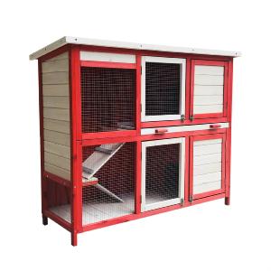Cage à lapins / clapier à lapins d'exterieur en bois sur 2 niveaux
