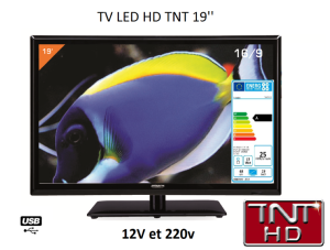 Antarion TV LED 18.5'  HD LED 12V/24V /220V camping car